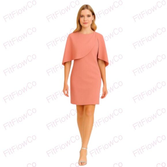 💎 Lauren Ralph Lauren Cape Sheath Cocktail Dress – Desert Rose – Size 4 – NWT - Picture 1 of 5